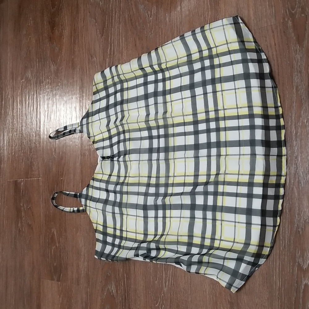 (L) Ricki's Plaid Print Layered Tank Top Outdoor Casual Warm Weather Vacation